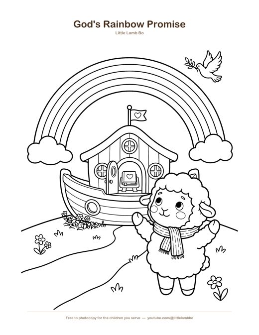 God's Rainbow Promise Coloring Page — free printable