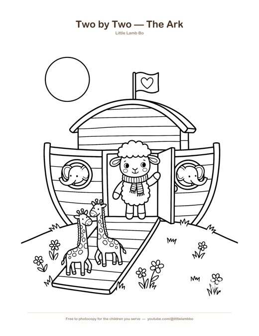 Noah's Ark Coloring Page — Two by Two — free printable