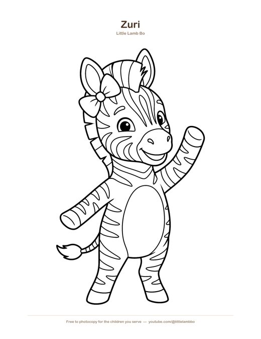 Zuri the Zebra Coloring Page — free printable